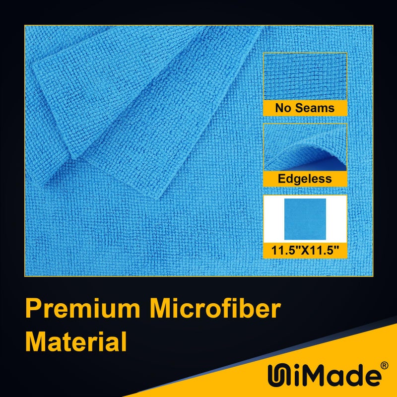 UNIMADE Shop Towels Rags, 50 Pack Reusable Shop Rags Bulk Microfiber Cleaning Cloth Lint Free Cleaning Towels for Car Kitchen Automotive Bar Mechanic Restaurant Garage, 11.5""x 11.5"", Blue - Image 2